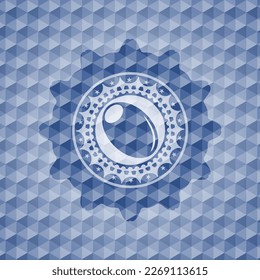 olive icon inside blue hexagon badge. 