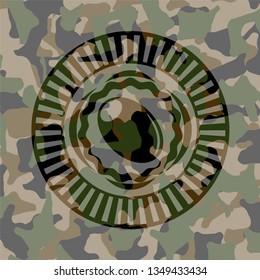 olive icon inside camouflage texture
