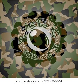 olive icon inside camouflaged emblem