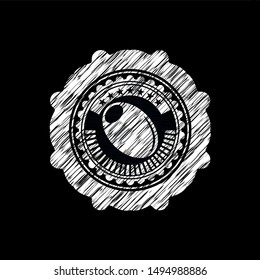 olive icon inside chalkboard emblem written on a blackboard