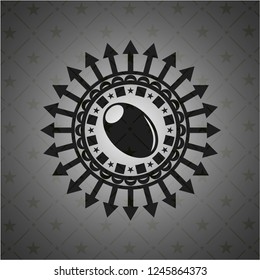 olive icon inside dark emblem. Retro