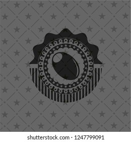 olive icon inside dark emblem. Retro
