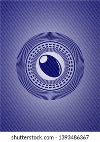 olive icon inside denim background