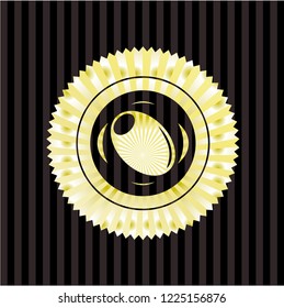 olive icon inside gold emblem