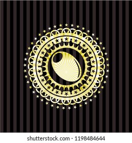 olive icon inside golden emblem or badge