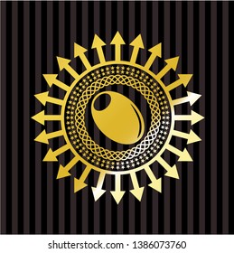 olive icon inside golden emblem