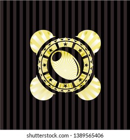 olive icon inside golden emblem