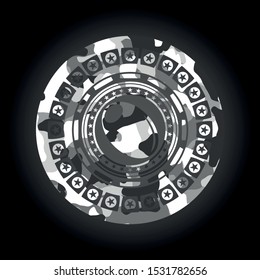 olive icon inside grey camo emblem