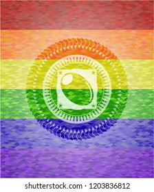 olive icon inside lgbt colors emblem 