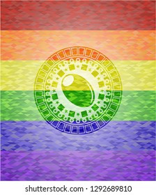 olive icon inside lgbt colors emblem 