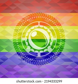 olive icon inside lgbt colors emblem. 