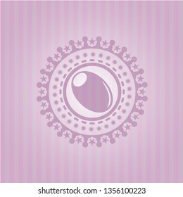 olive icon inside pink emblem. Retro