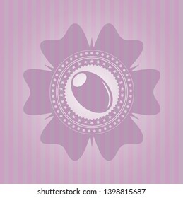 olive icon inside pink emblem