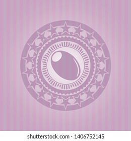 olive icon inside pink emblem