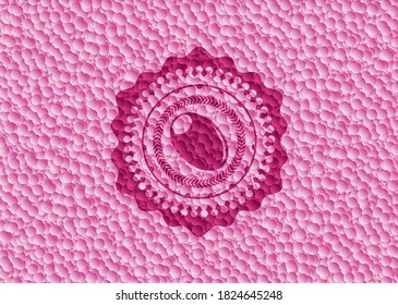 Olivensymbol in rosafarbenem Emblem mit Blasenhintergrund. Vektorgrafik. Detaillierte Angaben. 