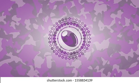 olive icon inside pink and purple camo emblem