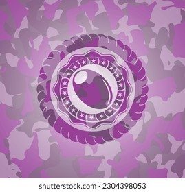 olive icon inside pink and purple camo texture. 