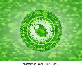 olive icon inside realistic green mosaic emblem