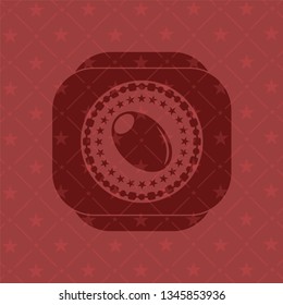 olive icon inside realistic red emblem