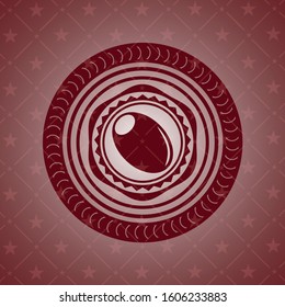 olive icon inside realistic red emblem