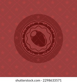 olive icon inside realistic red emblem. 