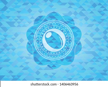 olive icon inside realistic sky blue emblem. Mosaic background