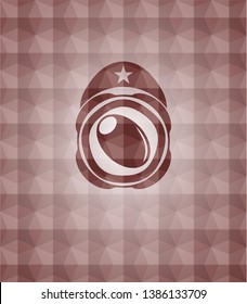 olive icon inside red badge with geometric pattern background. Seamless.