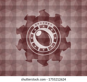 olive icon inside red badge with geometric background. Seamless. 
