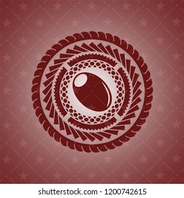 olive icon inside red emblem. Retro