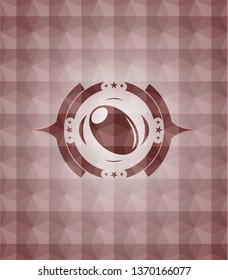 olive icon inside red geometric badge. Seamless.