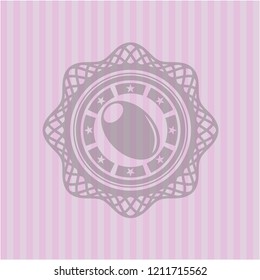 olive icon inside retro pink emblem