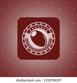 olive icon inside retro style red emblem