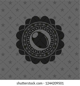 olive icon inside retro style black emblem