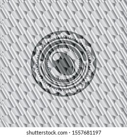 olive icon inside silver color emblem or badge. Scales pattern. Vector Illustration. Detailed.
