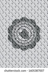 olive icon inside silver color emblem or badge. Scales pattern. Vector Illustration. Detailed.