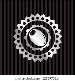 olive icon inside silver emblem