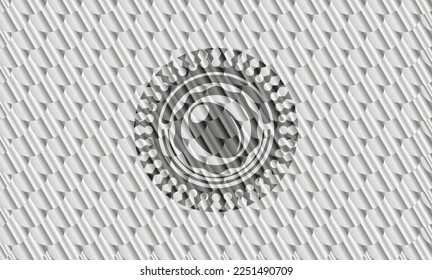 olive icon inside silver emblem. Scales pattern. Vector Illustration. Detailed. 