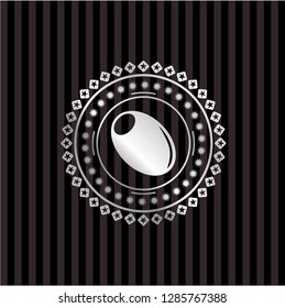 olive icon inside silvery shiny emblem