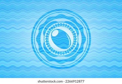 olive icon inside water representation style emblem. 
