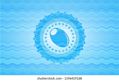 olive icon inside water wave representation emblem background.