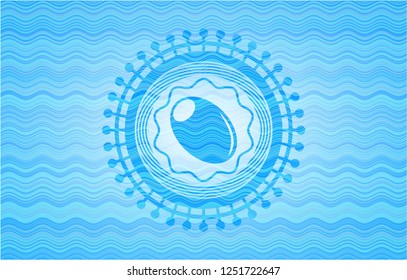 olive icon inside water wave concept style badge.