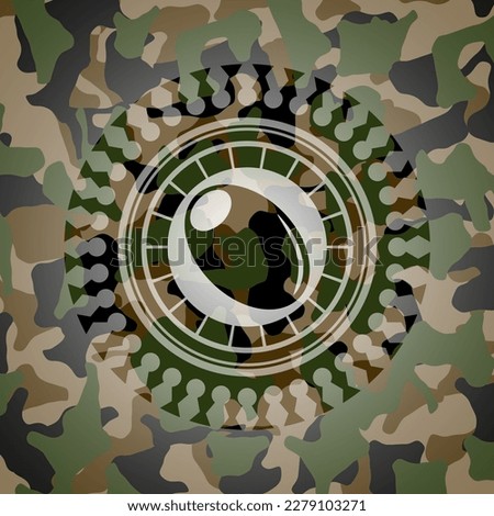 olive icon on camo pattern. 