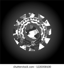 olive icon on grey camouflage pattern
