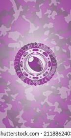 olive icon on pink camouflage pattern. 