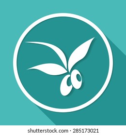 Olive icon on white circle with a long shadow