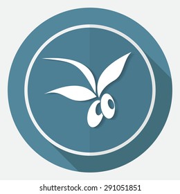 Olive icon on white circle with a long shadow