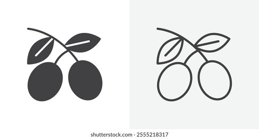 Olive icon. outlined vector style.