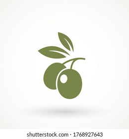 Olive icon sign vector symbol logo illustration for web and mobile olives icon silhouette isolated. Black ripe branch with leaves. Gourmet food emblems. Simple logotype design.