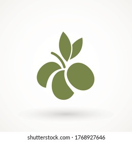Olive icon sign vector symbol logo illustration for web and mobile olives icon silhouette isolated. Black ripe branch with leaves. Gourmet food emblems. Simple logotype design.