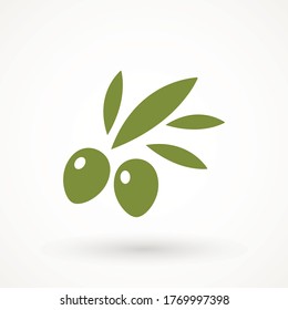 Olive icon sign vector symbol logo illustration for web and mobile olives icon silhouette isolated. Black ripe branch with leaves. Gourmet food emblems. Simple logotype design.